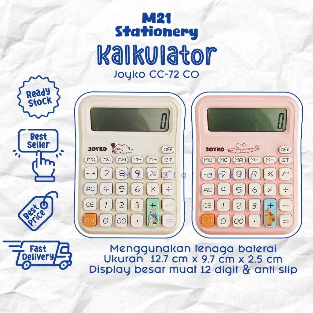 

KALKULATOR JOYKO CC-72CO / CC72CO 12 digit calculator dasar minimalis display besar baterai lucu estetik warna pastel murah alat hitung alat tulis atk administrasi kantor kuliah sekolah stationery / m21 stationery jogja