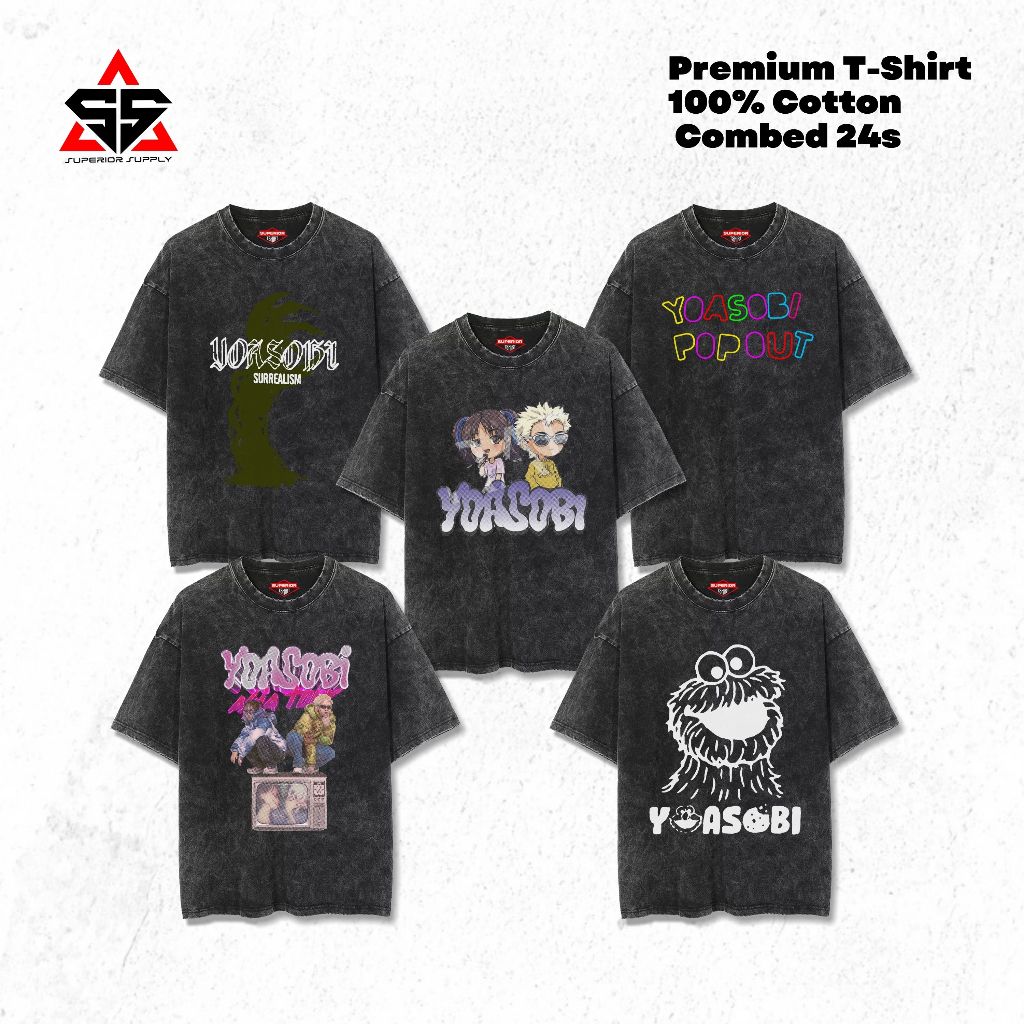 SUPERIOR Kaos Yoasobi Oversize stonewash washed tshirt kaos Pop YOASOBI 14-25