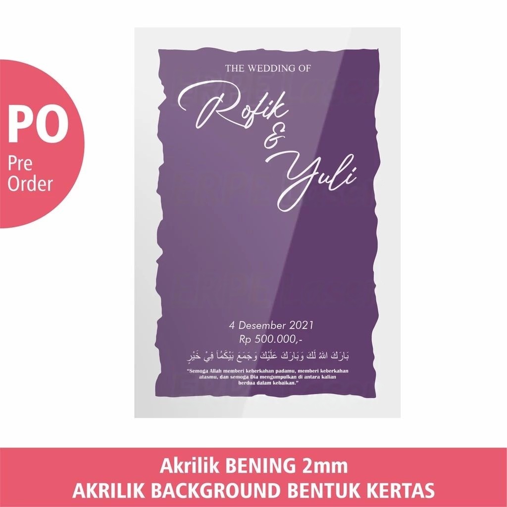 AKRILIK BACKGROUND BENTUK KERTAS Dekorasi Pernik Mahar Pernikahan