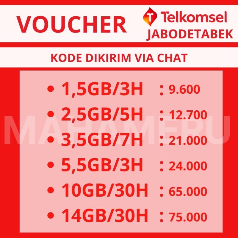 Voucher Telkomsel paket data Jabodetabek