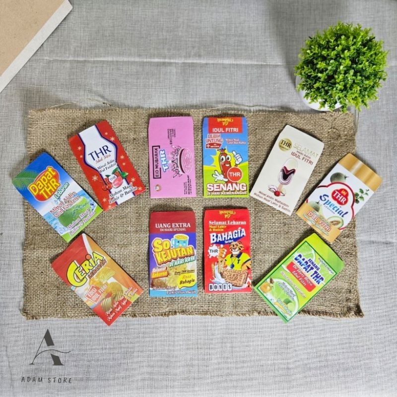 

100 lembar Amplop lebaran idul fitri motif snack DF2 ukuran medium mix gambar