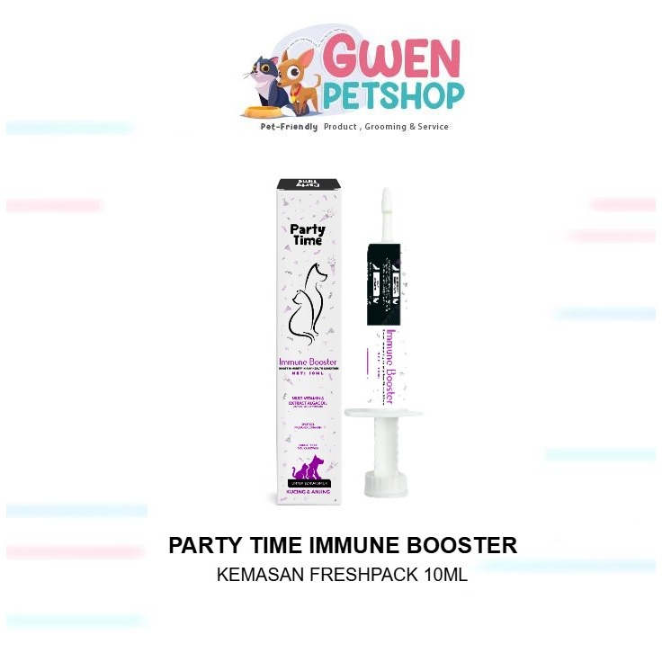 PARTY TIME IMMUNE BOOSTER 10 ML VITAMIN DAYA TAHAN TUBUH Untuk Kucing Anjing Cat Kitten & Adult Anak
