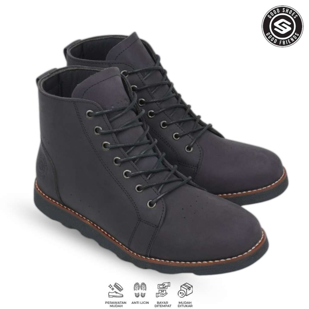 [NEW SHOES] Sauqi Barbados Boots Casual Formal Pria Sepatu Boot Kulit Asli Keren Santai 