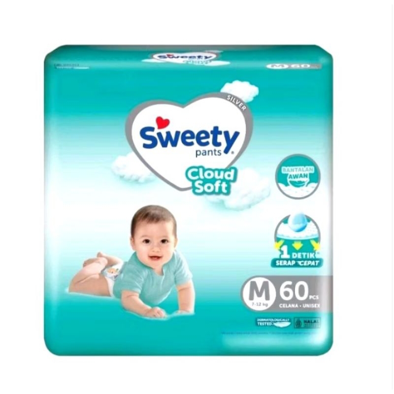 POPOK BAYI SWEETY SILVER PANTS UKURAN JUMBO M60