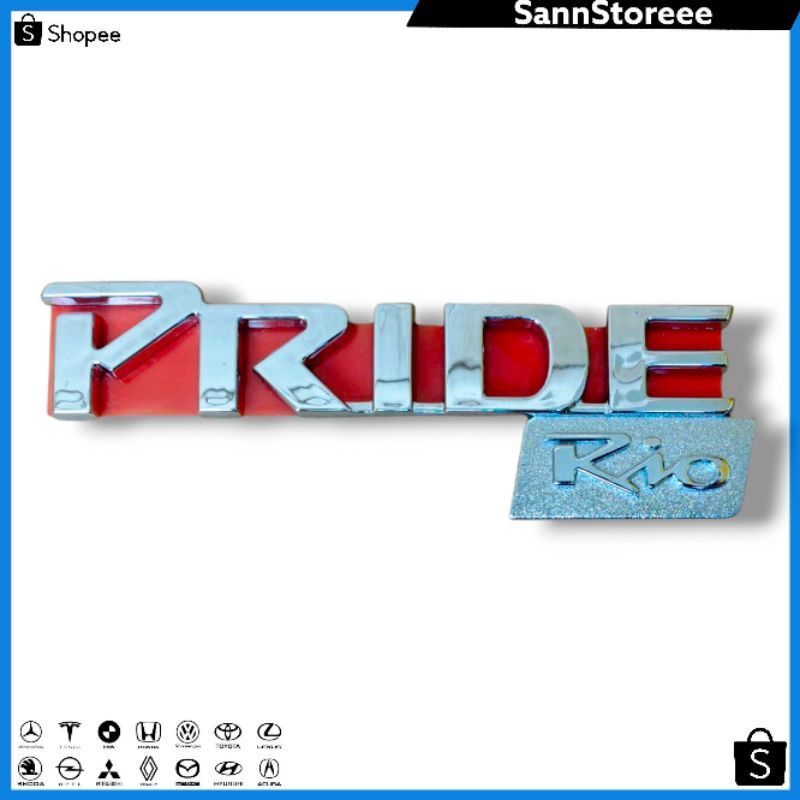 Emblem Logo Tulisan PRIDE RIO Kia 2007-2023 Original// Emblem Tulisan Pride rio Chrome Original