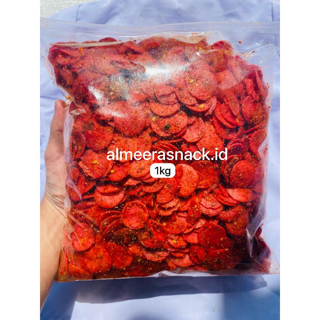 

Sosreng/sosis goreng enak renyah gurih raedy varian rasa pedas daun jeruk/original daun jeruk 1kg 500gr 250gr