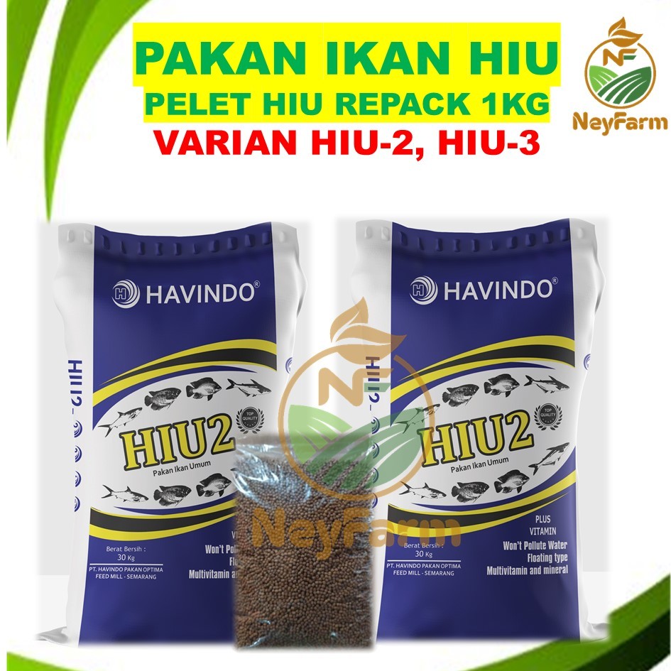 Pakan ikan Hiu2 Dan Hiu3 Pelet Pakan Ikan Lele Nila Gurame Kemasan Repack 1kg