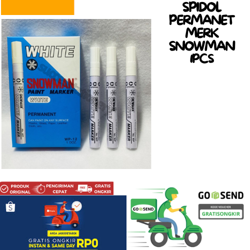 Spidol Snowman Paint Marker Permanen Besar Sedang PUTIH WP-12 / WP 12