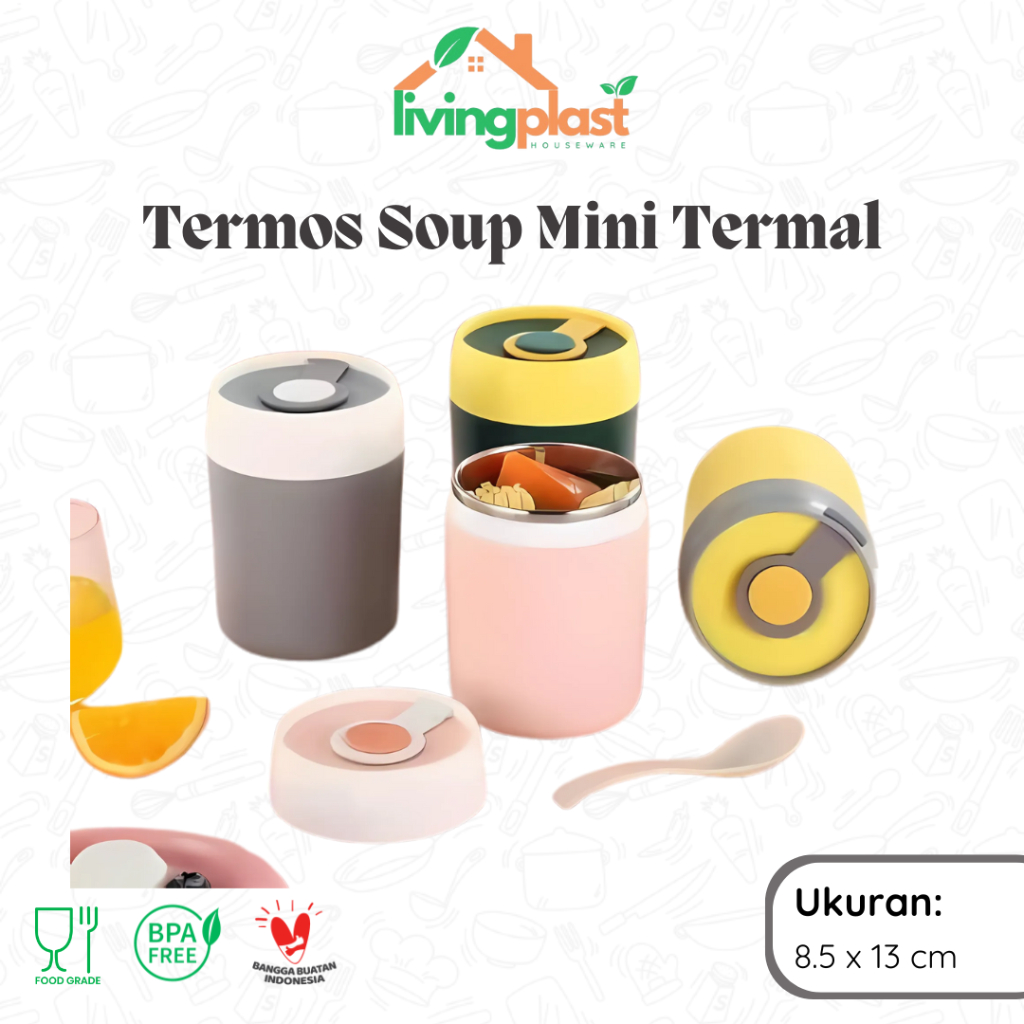 Termos Soup Mini Termal SKC0378 + Sendok / Termos Sup Stainless Tahan Panas / Rantang Sup Mini