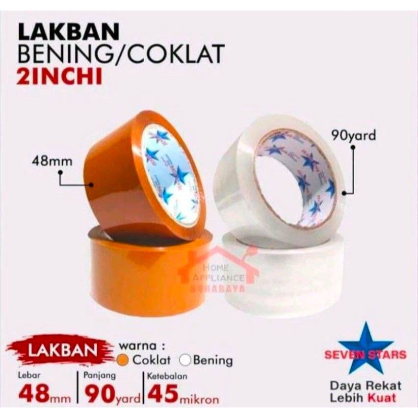 

6pcs - Lakban Bening Coklat Seven Stars