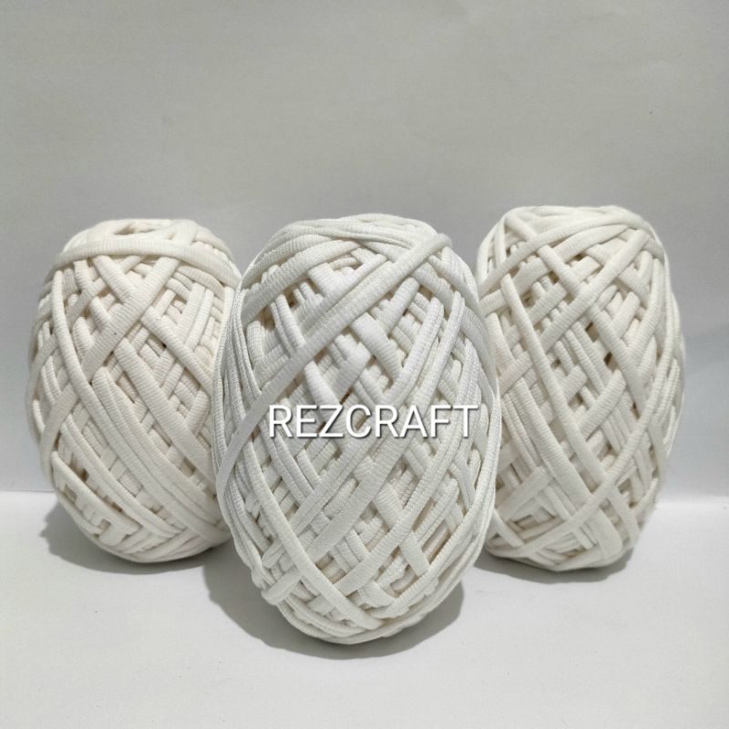 PAKET - Benang Spandex l Benang rajut kaos/ T-Yarn / Tali Kaos - Broken White