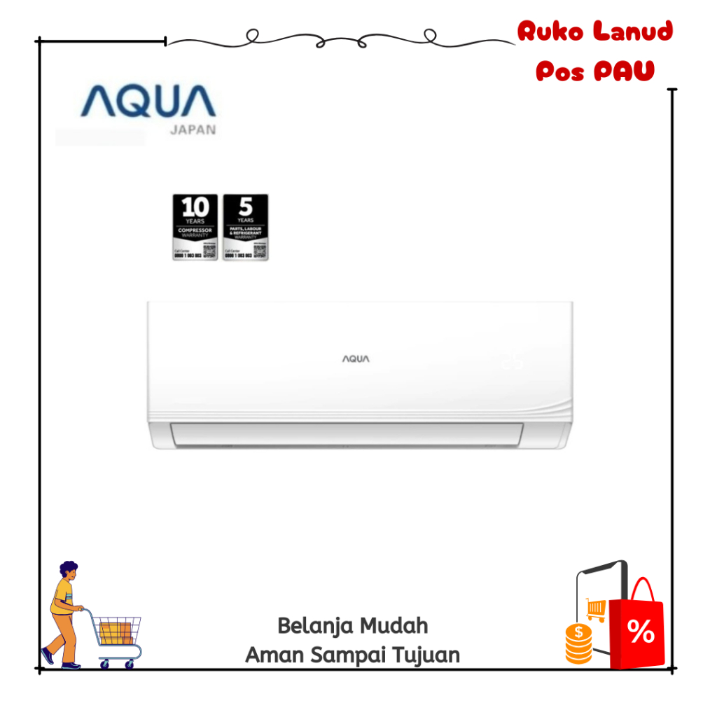 AQUA AC Split Standar 1 PK AQA-KCR09FQAL / AC TurboCool KCR09FQAL 1PK / AQA KCR9FQAL