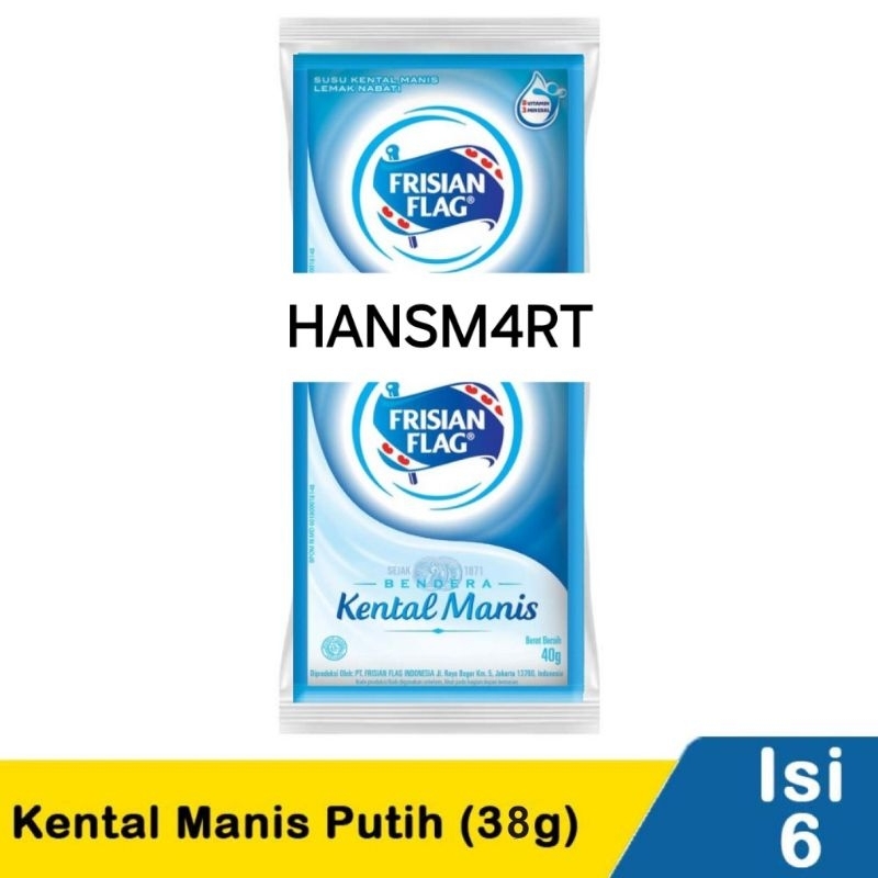 

Susu Kental Manis Frisian Flag Putih vanila Kemasan Renceng 38g / Susu Kental Manis SKM Frisian Flag Renteng isi 6 Susu Bendera