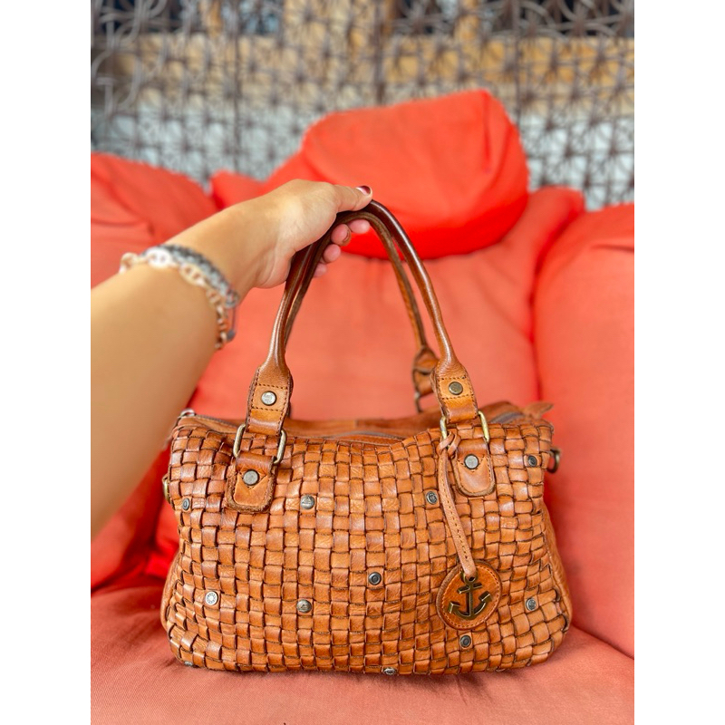 Tas Harbour 2nd Fanny Brown/ Harbour 2nd/ Handbag/ Tas anyam stud