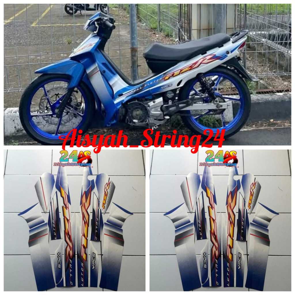 Stiker striping Lis body Yamaha Fizr Fiz r sporty 2003 putih biru