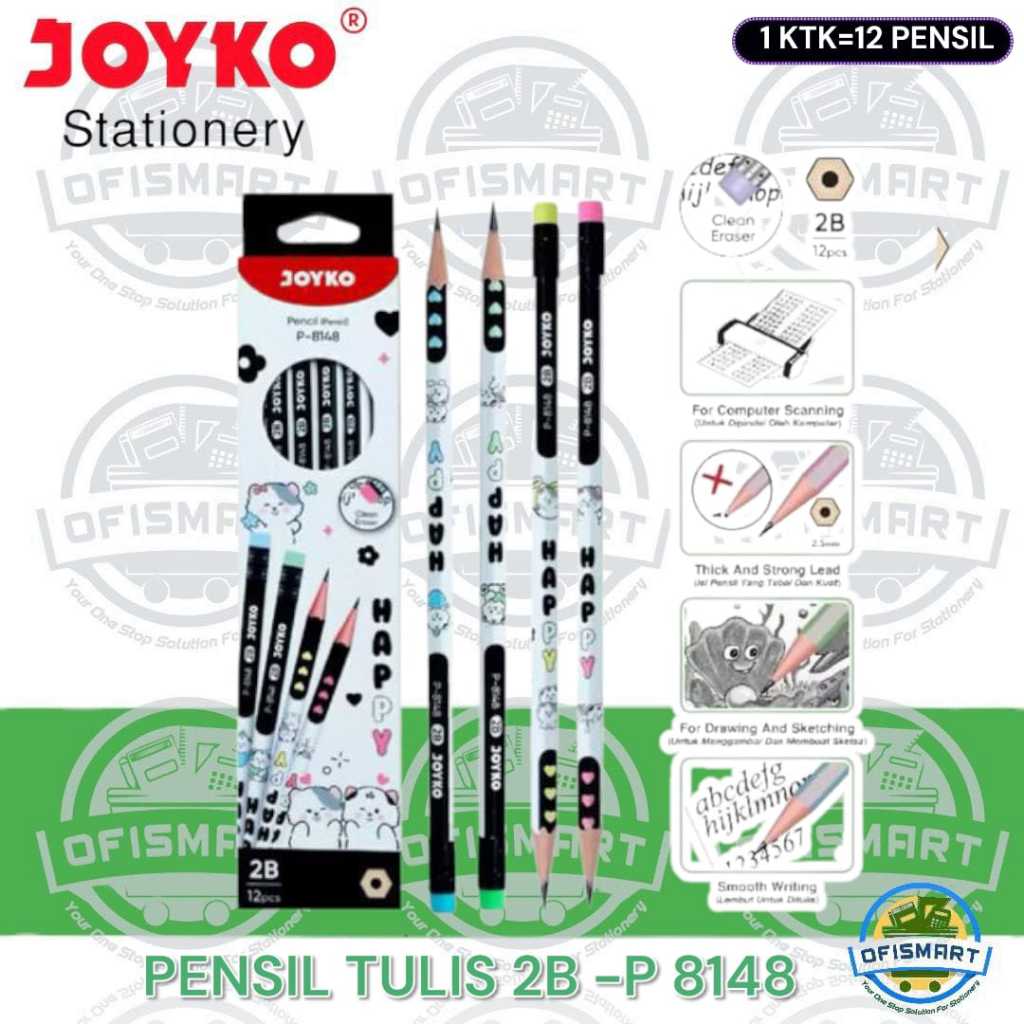 

Joyko Pensil Kayu 2B Happy Cat P-8148 | @1Ktk=12 Pencil