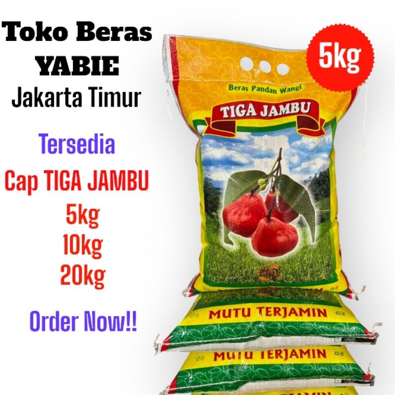 

Beras kemasan Pandan Wangi Cap 3 Jambu 5kg