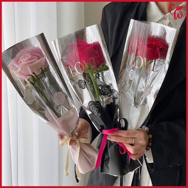 

10 Lembar Buket Mawar 1 Tangkai Single Rose Buket Bunga Mawar Artificial SF35