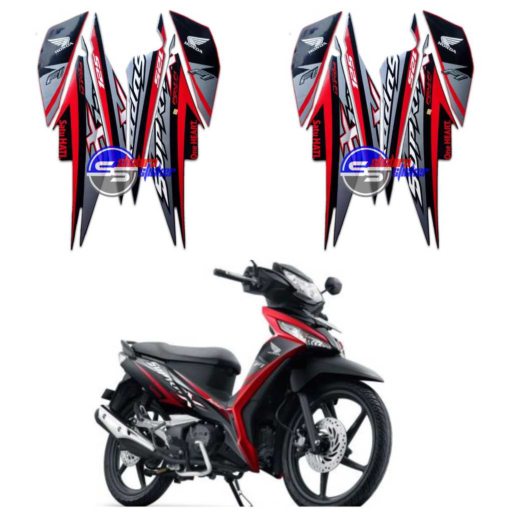 STRIPING STIKER LIS LES POLET BODY MOTOR HONDA SUPRA X 125 FI 2016 HITAM MERAH ABU FULLSET