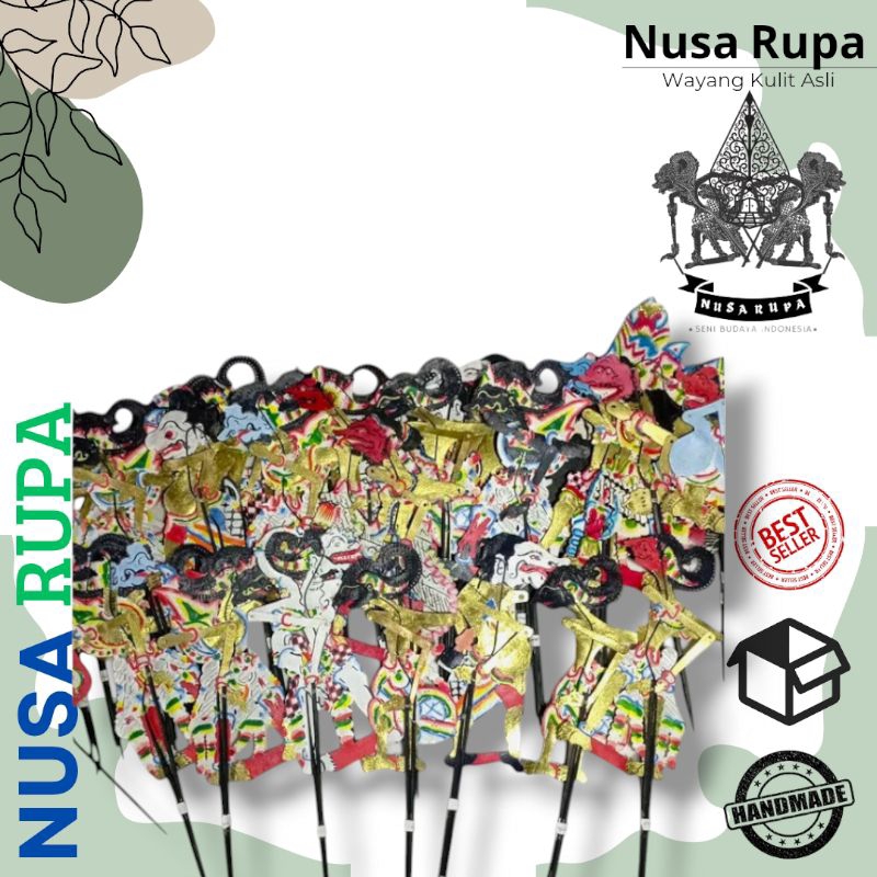 WAYANG kulit ASLI ukuran 45cm isi 50 pcs / Wayang kulit kidangan biasa / pandawa lima