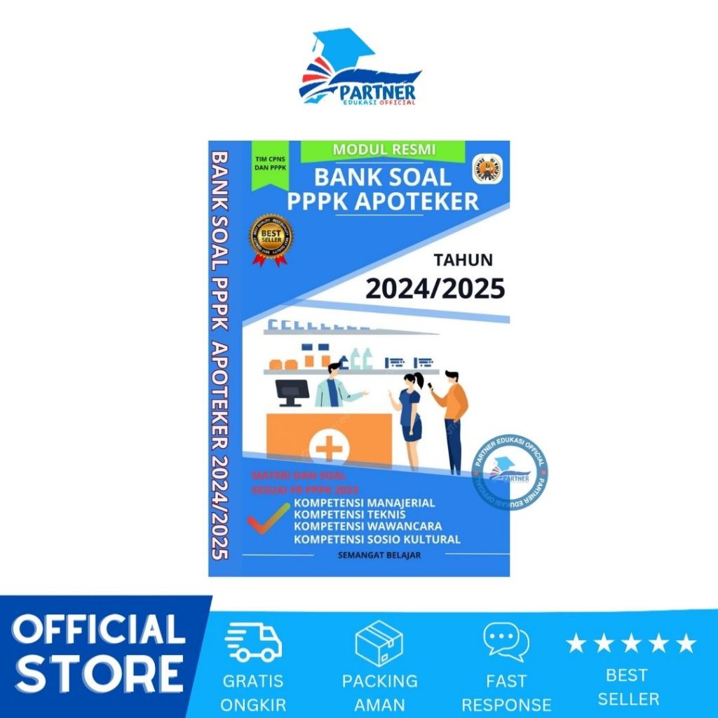 Buku Bank Soal PPPK Apoteker Asisten Apoteker 2024 - 2025 Materi Soal Pembahasan Terupdate Sesuai FR
