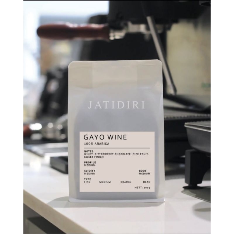 

JATI Kopi GAYO WINE 100% Arabica 200gr (biji, giling kasar, giling halus)