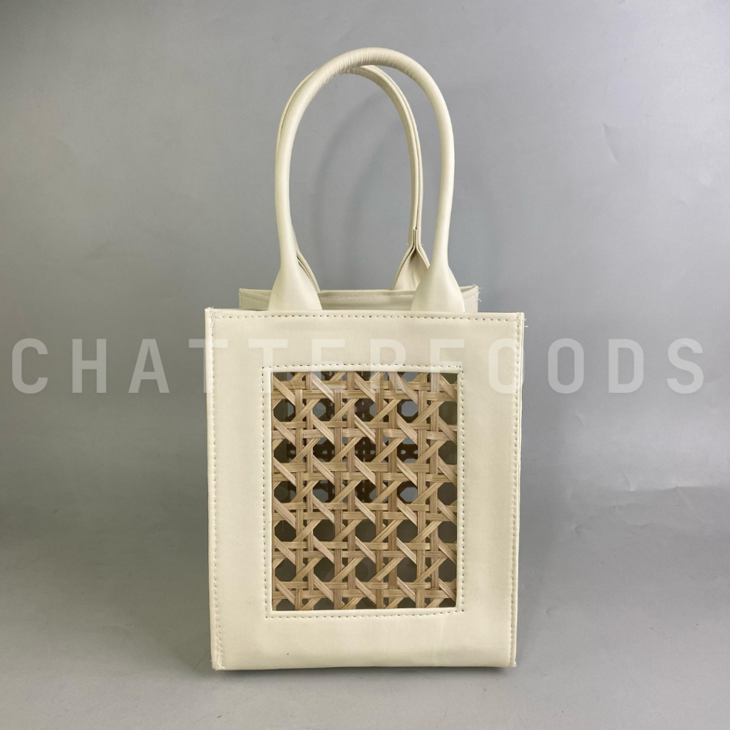 Tas Mendong Kombinasi Anyaman Bambu/ Tas Hampers Mendong/ Tas Anyaman Mendong Etnik Natural