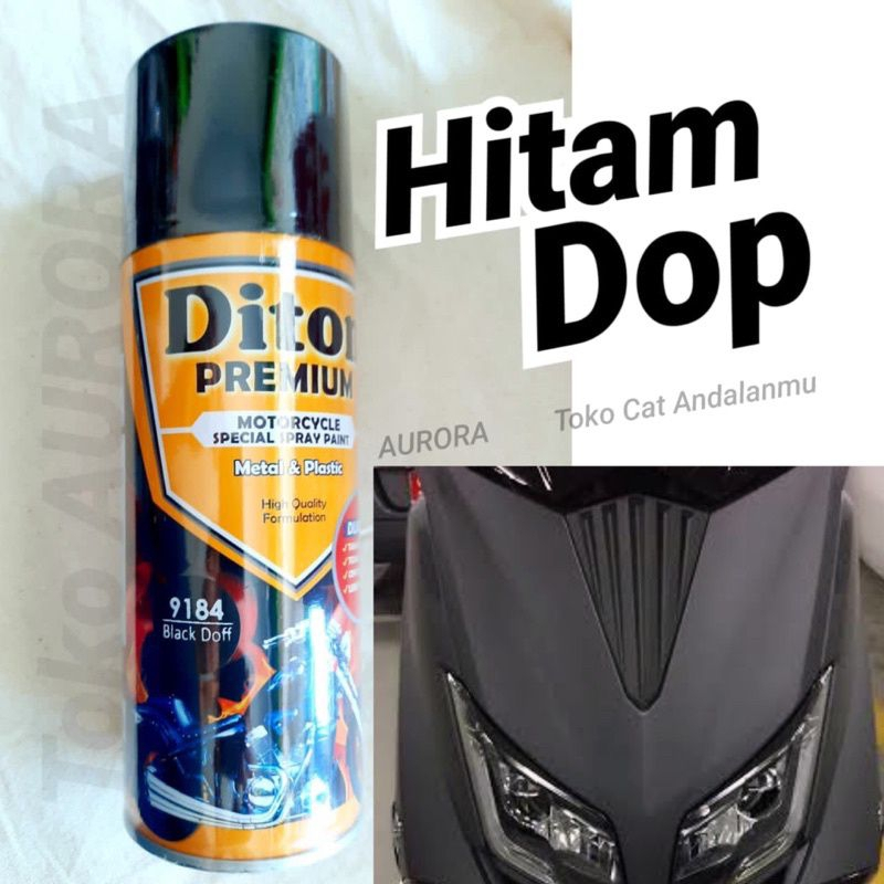 Pilok Diton Premium Black Doff 9184 Hitam Dof 400ml | Cat Semprot Sepeda Motor Mobil