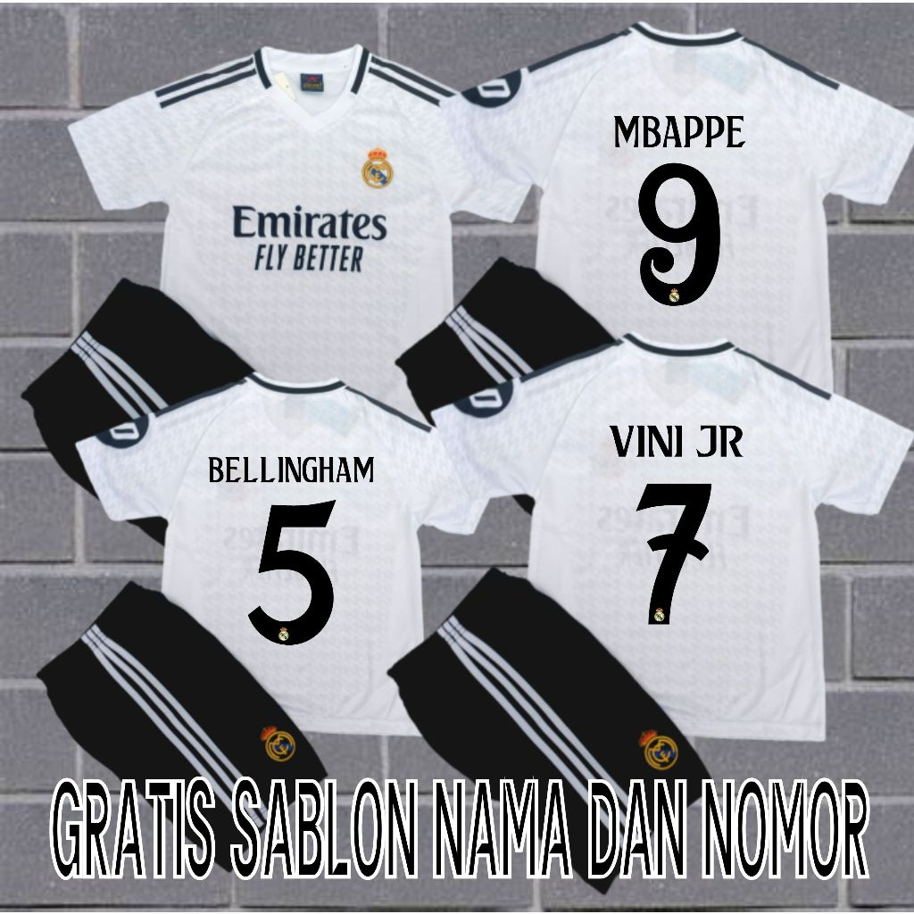 JERSEY BAJU BOLA ANAK MADRID HOME AURI SPORT USIA 7-15THN