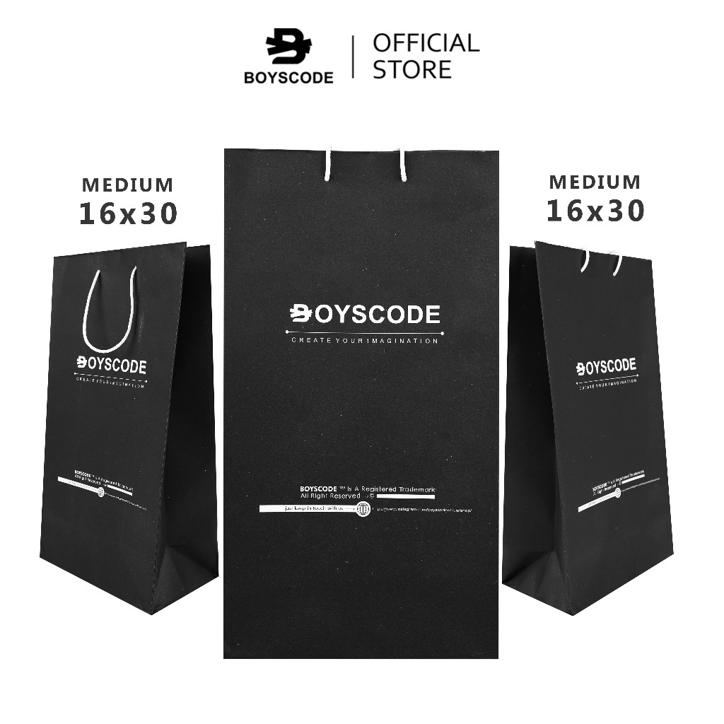 

BOYSCODE Paperbag Exclusive Hitam / Tas Belanja / Kantong Belanja / Tas Kado / Kemasan Kertas