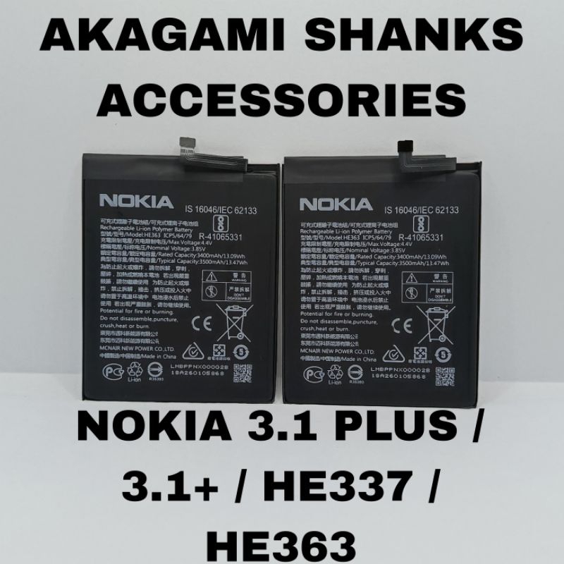 BATERAI / BATRAI / BATRE / BATTERY / NOKIA 3.1 PLUS / HE337 / HE363