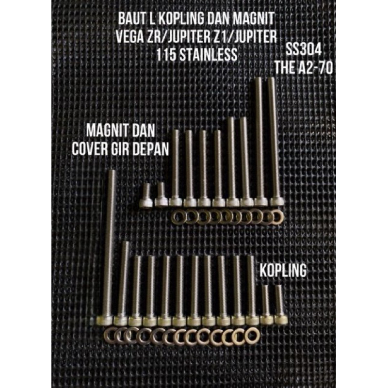 BAUT L STAINLESS BLOK MESIN BAUT BAK KOPLING DAN MAGNIT YAMAHA VEGA ZR JUPITER Z1 JUPITER 115 ANTI K