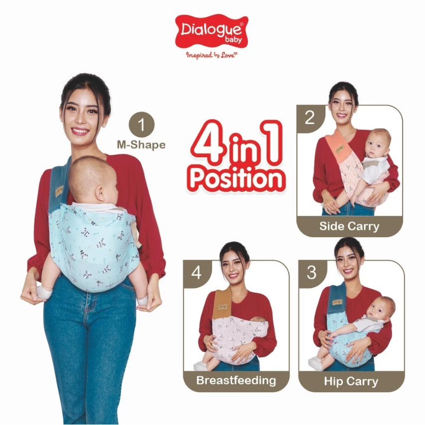 Dialogue Baby Gendongan Kaos (GEOS) 4in1 Position Gendongan Samping Instant Gendongan Bayi