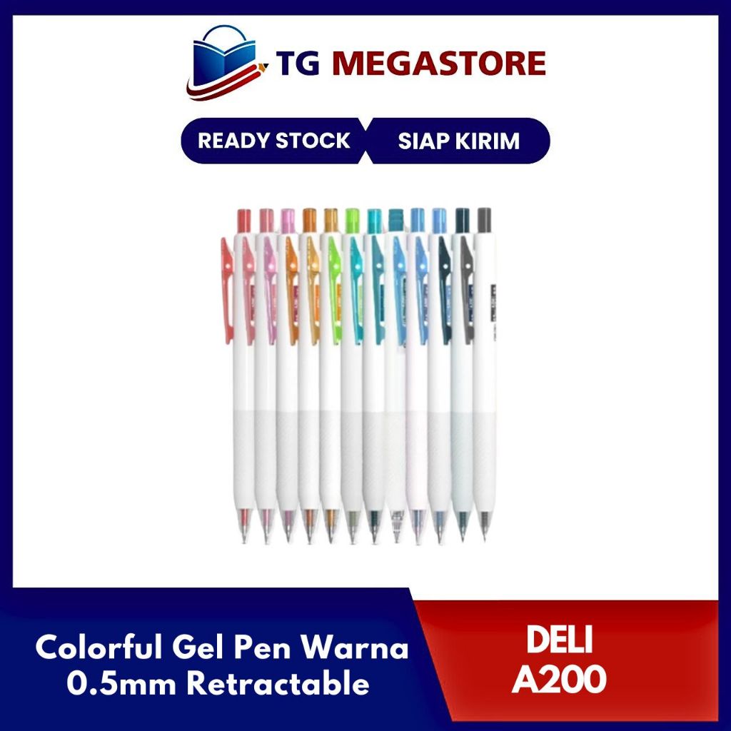 

Colorful Deli Gel Pen Warna 0.5mm Retractable A200