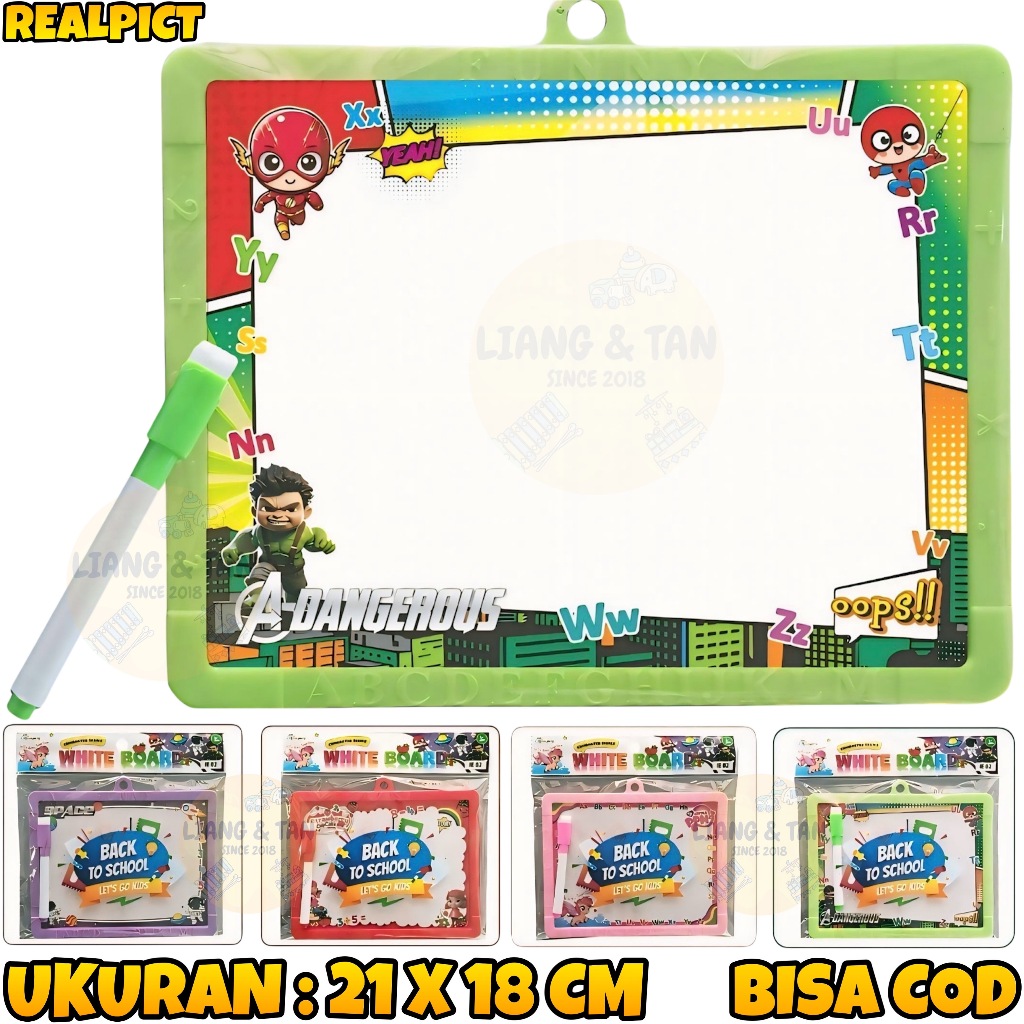 

( BISA COD ) PROMO UKURAN SEDANG Papan Tulis Anak Whiteboard / Mainan Whiteboard / Papan Tulis Hapus / Drawing Board Karakter SNI Murah