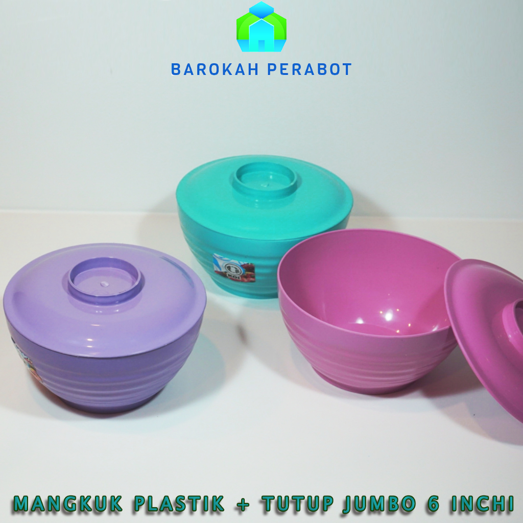 Mangkuk tutup Ramen  / Wadah Sayur Mini / Wadah Makanan/ Mangkuk Plastik Serbaguna 6 Inchi