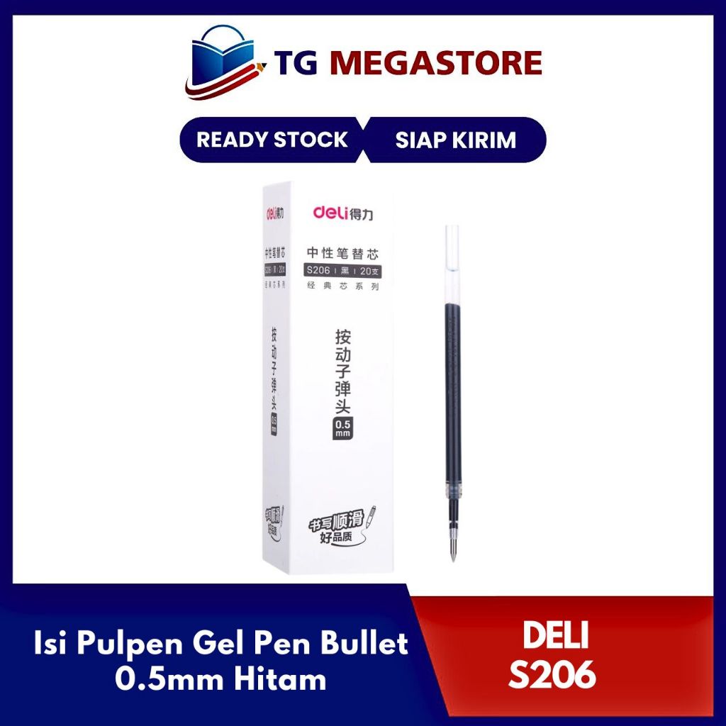 

Isi Pulpen Deli Gel Pen Bullet 0.5mm S206 - Hitam