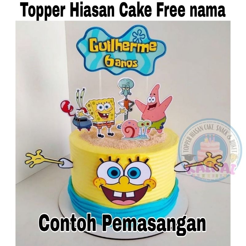 Topper Spongebob Happy Birthday Custom Nama