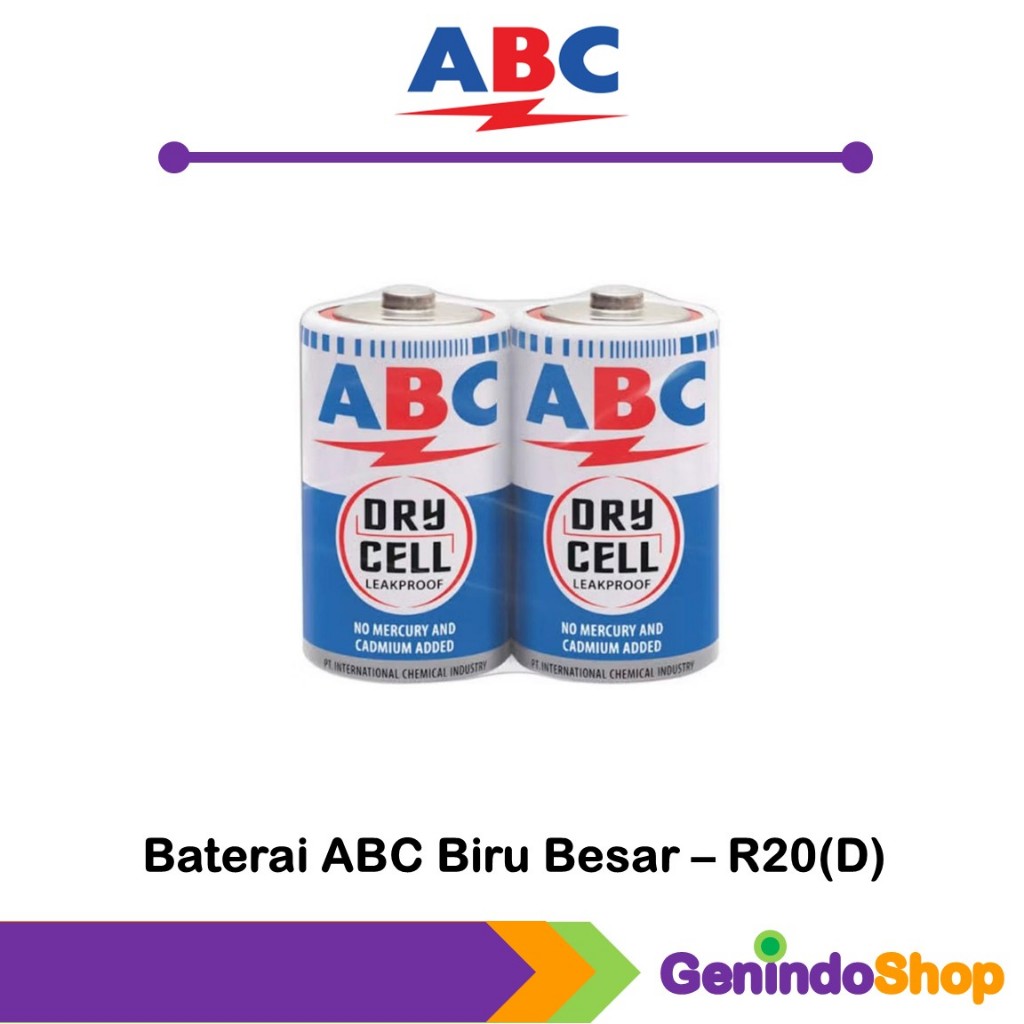 Batu Baterai ABC Besar Biru R20(D)