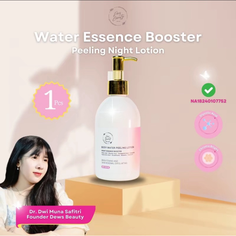 BIBIT PEMUTIH | DEWS Beauty Kemasan Baru WATER ESSENCE BOOSTER PEELING NIGHT LOTION | Luminous dews 