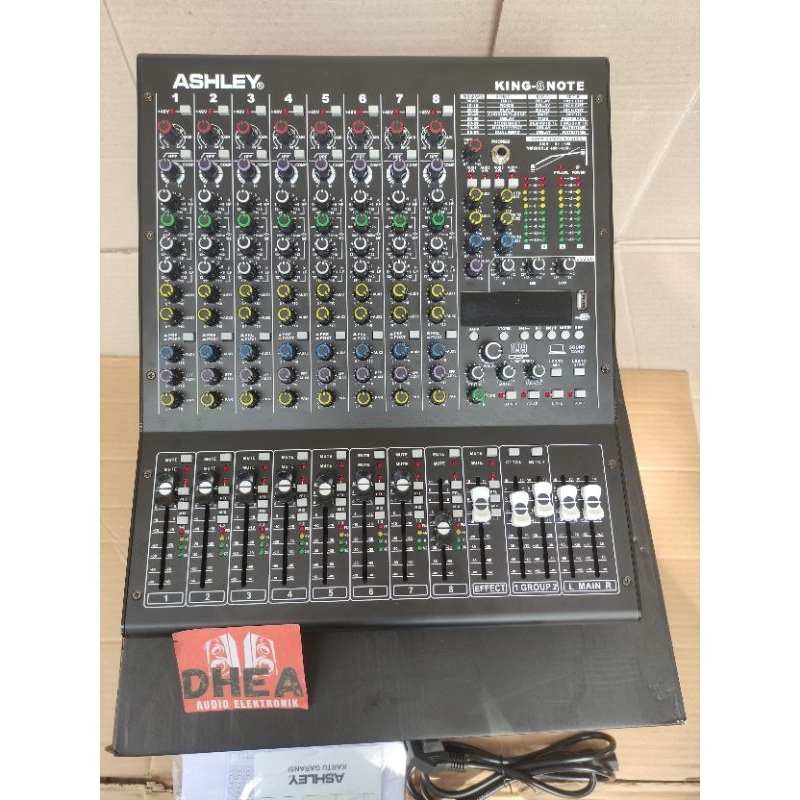 Mixer Audio Ashley King-8 Note new Original King 8 Note Ashley 8 Chanel Efek Reverb 199DSP 4 Aux 2 S
