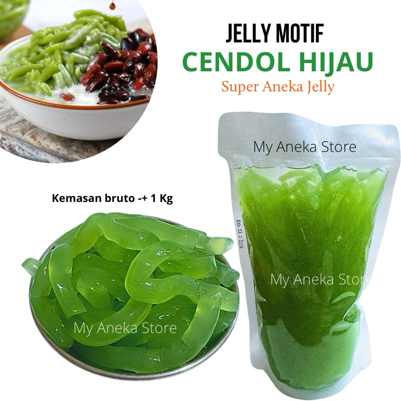 

Jelly motif CENDOL HIJAU 1Kg /Cendol / es dawet/ jelly pelangi merk Super Aneka Jelly