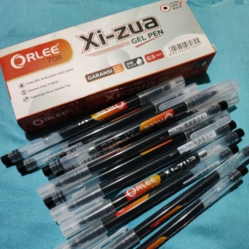 

ORLEE 708 Xi-zua GEL PEN 0.5MM HITAM ISI 12 BOLPEN BOLPOINT BOLPOIN PULPEN