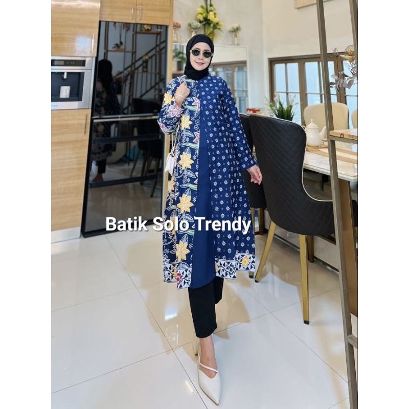 Batik Solo Trendy -  Tunik Batik Rasya Jumbo, Dress Batik Kantor Wanita • Furing Trikot Katun Halus