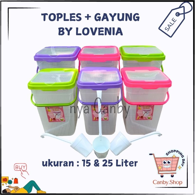 Lovenia - Toples Es Buah 15 Liter + Gayung / Aquarium Es Kelapa / Toples Air Es