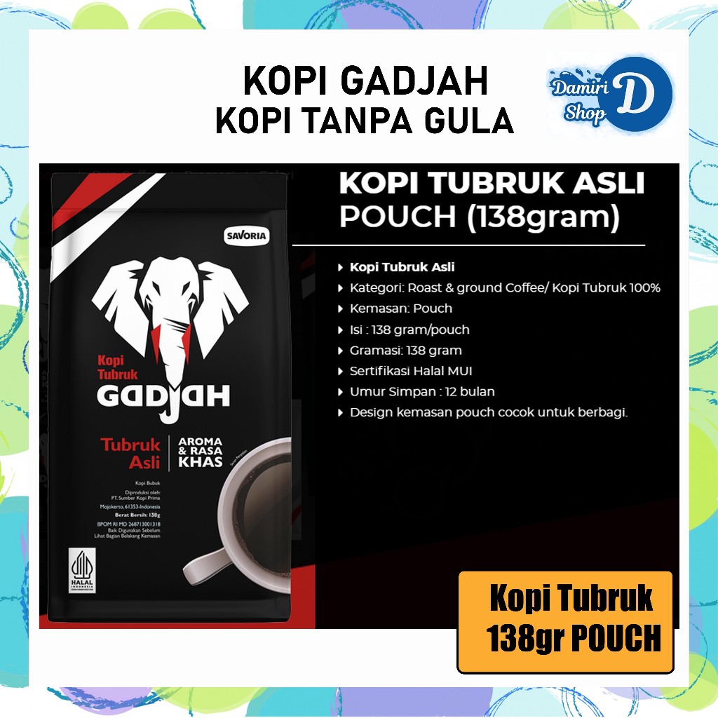 

Kopi Tubruk Gadjah Asli Pouch 138gr