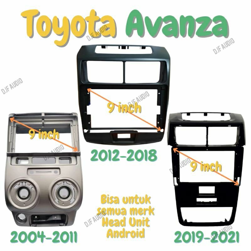 Frame Head Unit Android Toyota Avanza ukuran 9 Inch - 9" 2012 2013 2014 2015 2016 2017