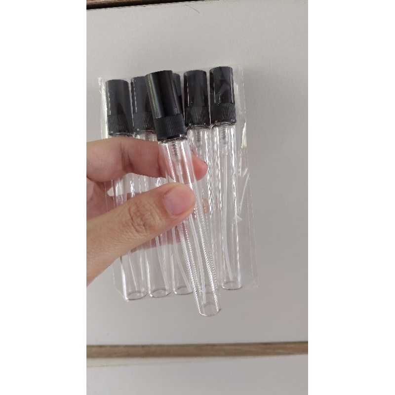 Botol spray kosong 10ml KACA tutup hitam/putih plastik