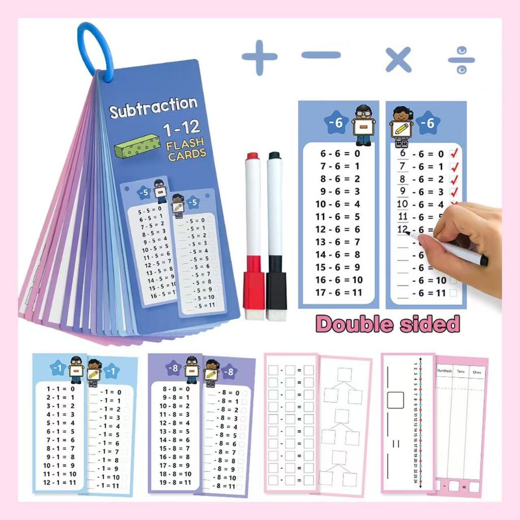 1 Set Flashcard Tabel Perkalian/Penambahan/Pengurangan/Pembagian Kartu Tabel Matematika Edukasi Anak