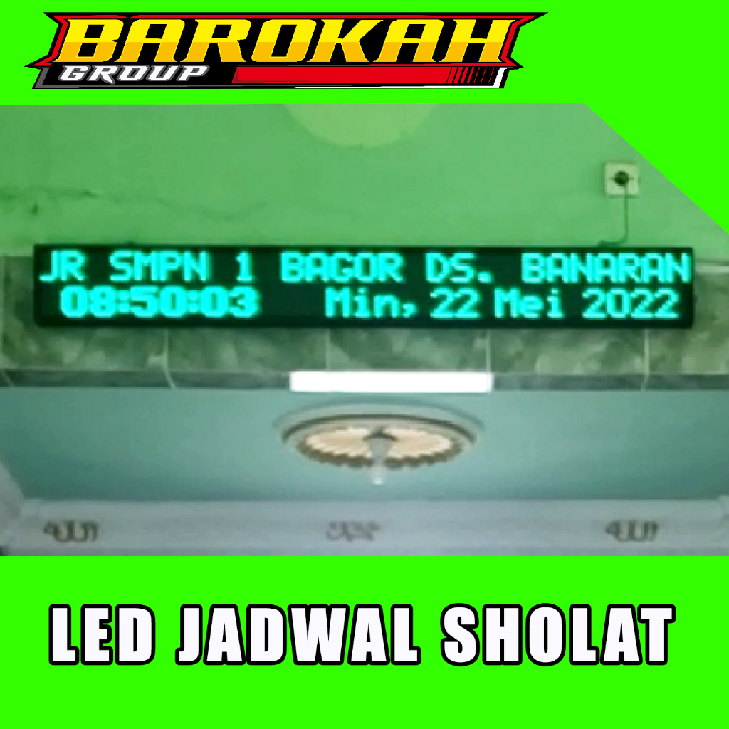 LED JADWAL SHOLAT 20X100 JAM MASJID JAM SHOLAT JWS LAMPU TULISAN BERJALAN DIGITAL RUNNING TEXT